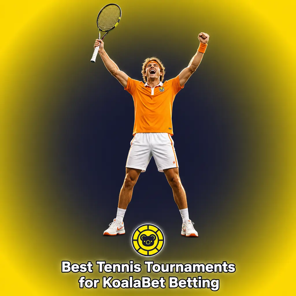 Tennis balls and racquet on court, representing top tournaments for KoalaBet betting including Grand Slams, ATP and WTA events in 2026.