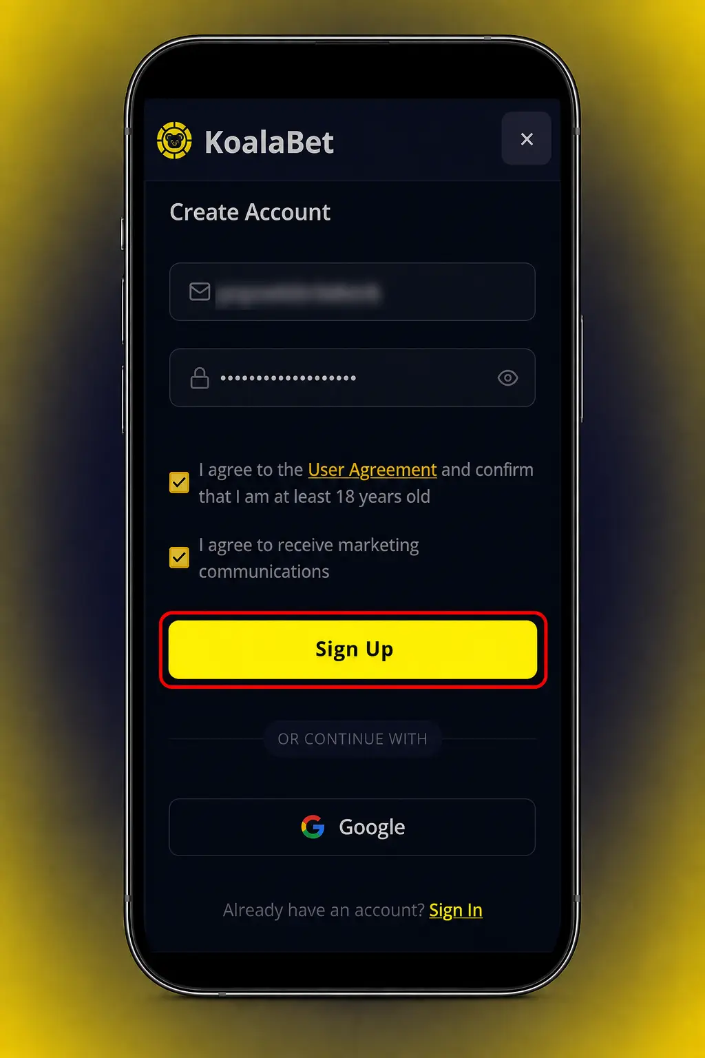 Step-by-step guide showing how to log in, deposit funds, and start playing slots on KoalaBet.