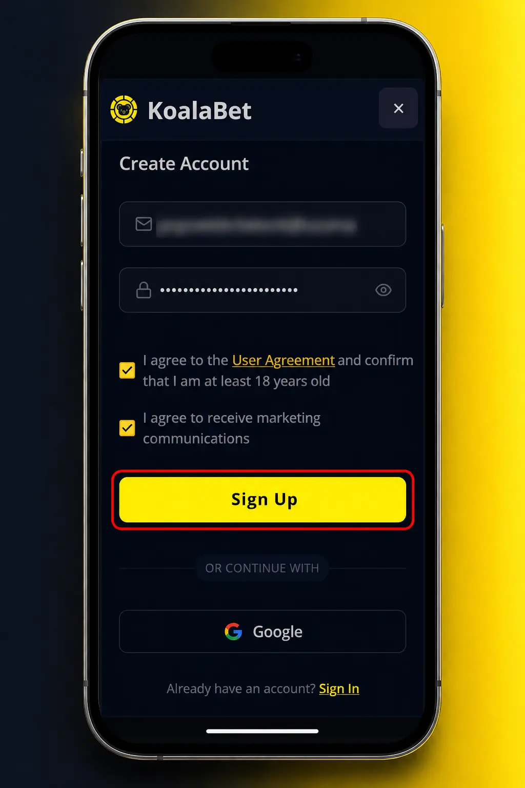 Step-by-step guide showing how to sign up, deposit funds, and place a football bet on KoalaBet.