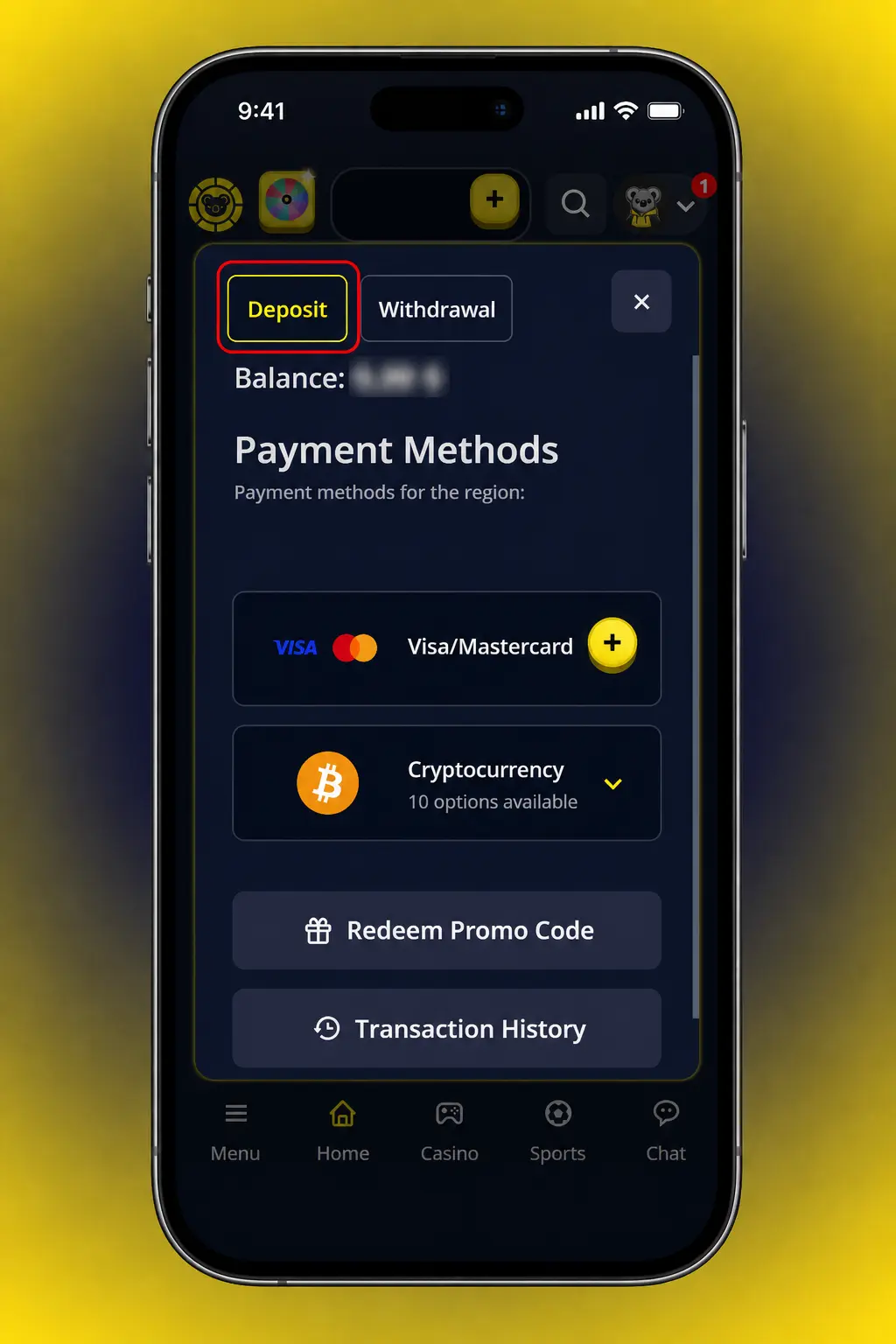 Step-by-step guide showing how to deposit funds into your KoalaBet account via the Cashier dashboard.