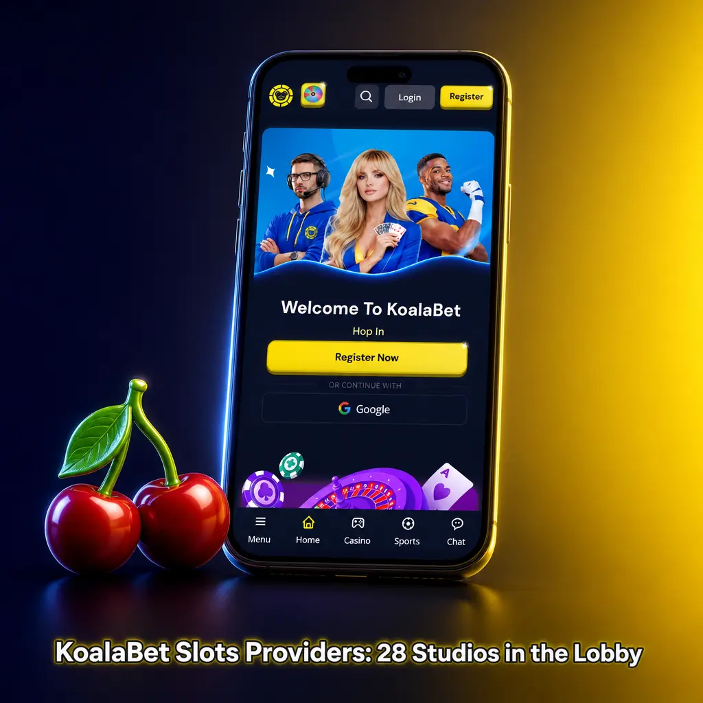 KoalaBet slots lobby featuring 28 licensed providers including Pragmatic Play, NetEnt, Play'n GO, Hacksaw Gaming and Nolimit City