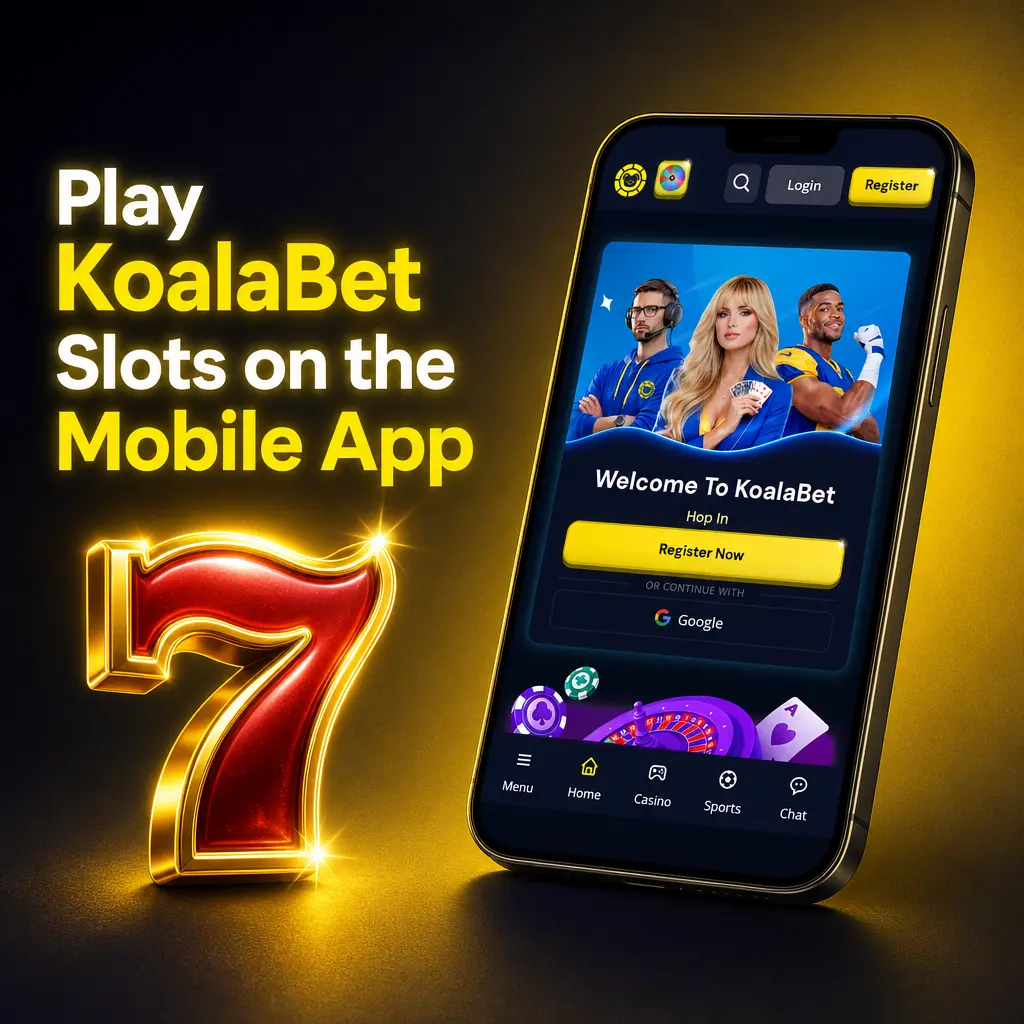 KoalaBet mobile app slots lobby showing search filters, provider list, and jackpot tracker on a phone screen.